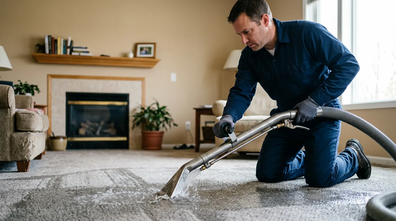 Water damage restoration technician working near Bath, PA
